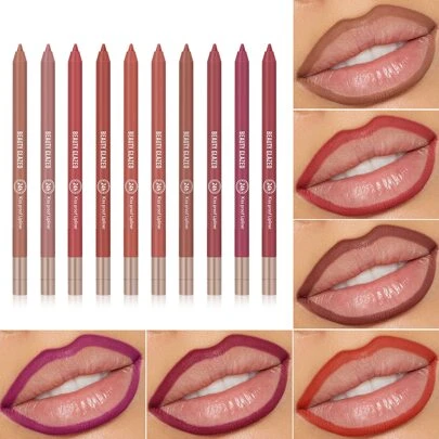 Beauty Glazed 10-Color Lip Liner Waterproof, Sweatproof, Matte Multi-Color Correcting Lip Pencil Lip Plumping Cosmetics(101)