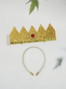 1pc Women's Golden Peach Princess Crown Headband Cosplay Costume Props - Red - View 6