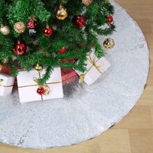 1pc 48 Inch Decorative Shiny Silver Sequin Christmas Tree Skirt - Silver - View 4
