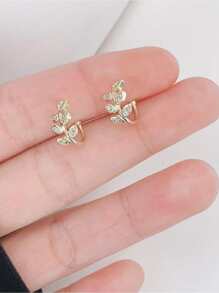 1对极简树叶耳夹，无需耳洞，可调节耳环