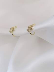 1对极简树叶耳夹，无需耳洞，可调节耳环