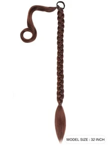 新版長辮馬尾插片,彈性結帶直髮柔軟扭曲辮馬尾 (編織後32英寸) 150克 - Dark Brown - 查看 9