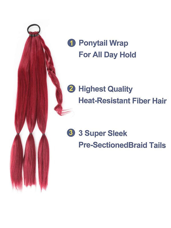 Upgraded Long Braid Ponytail Extensions Wig with Elastic Ties Straight