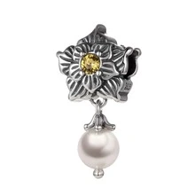 LOVANS 1入組925純銀&方晶鋯石&珍珠釘珠吊墜,完美適用於DIY手環,項鍊和珠寶製作,合適的適用於日常穿著