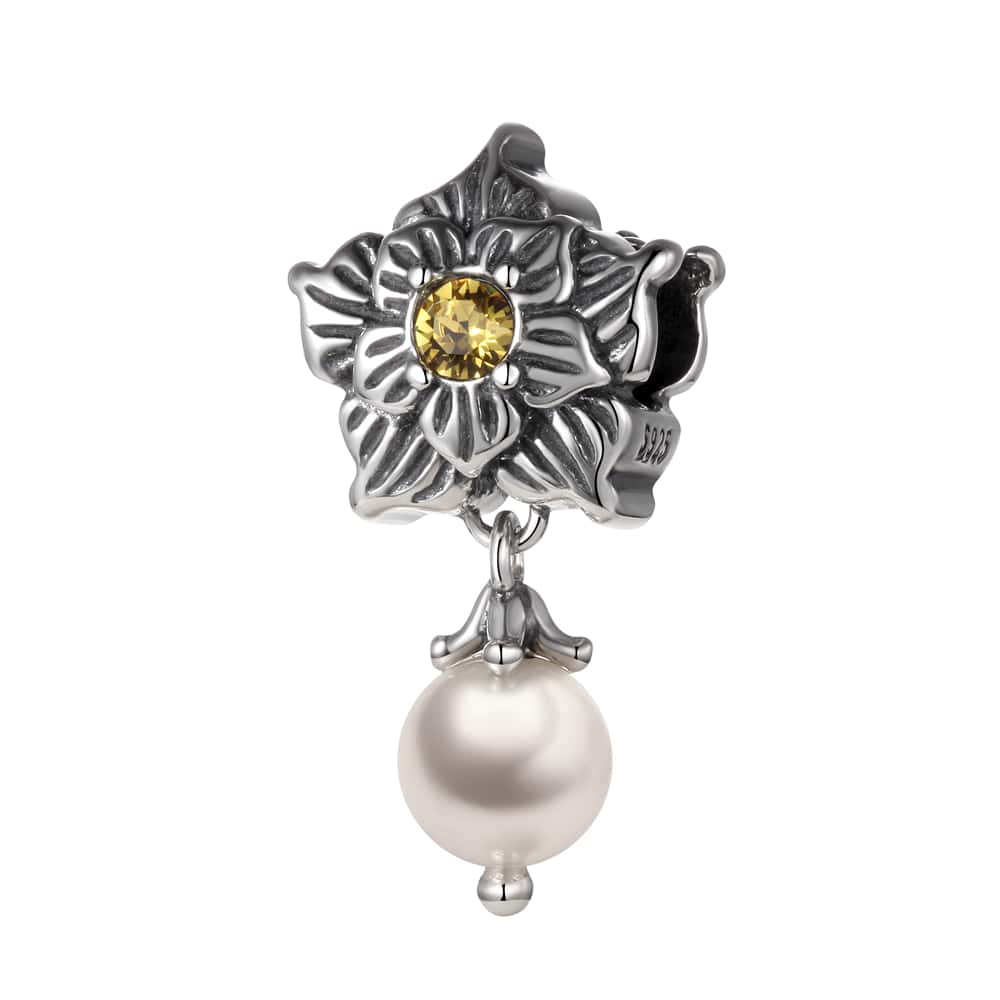 LOVANS 1入組925純銀&方晶鋯石&珍珠釘珠吊墜,完美適用於DIY手環,項鍊和珠寶製作,合適的適用於日常穿著