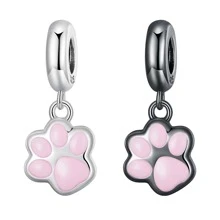 1入組925純銀黑色金色迷你貓爪吊墜動物釘珠適合女士適合DIY手環項鍊珠寶製作2色