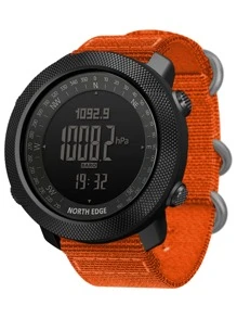 Stainless Steel Round Dial Waterproof Led Display Men's Digital Watch - Orange - View 2