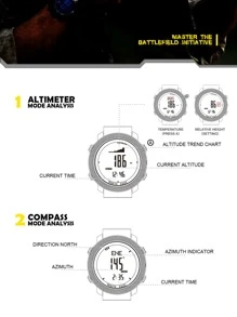 Stainless Steel Round Dial Waterproof Led Display Men's Digital Watch - Orange - View 4