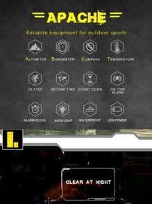 Stainless Steel Round Dial Waterproof Led Display Men's Digital Watch - Orange - View 3