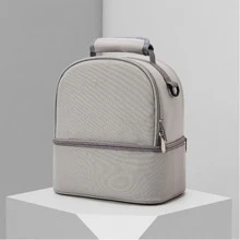 1PC Large Capacity Portable Lunch Bag Zipper Insulated Storage Bag Suitable For Office Work School Beach Reusable Picnic - Grey - View 2