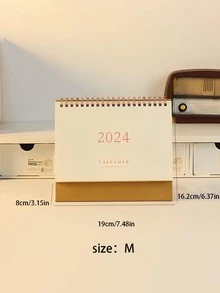 1 pieza Calendario 2024 rosado color estampado en caliente fuente - Rosa - Ver 8