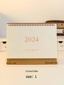 1 pieza Calendario 2024 rosado color estampado en caliente fuente - Rosa - Ver 9