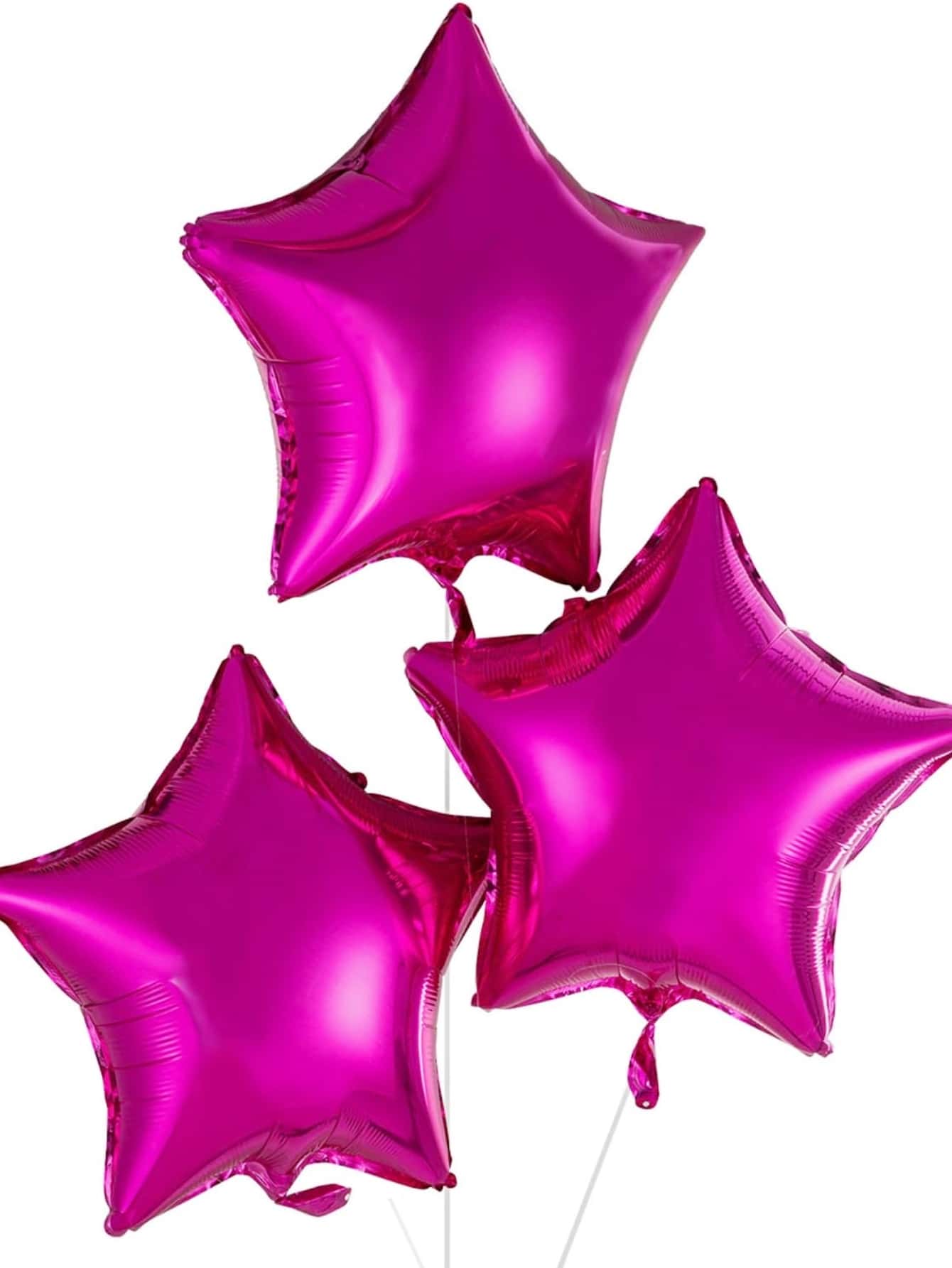 10顆星形裝飾氣球，18英寸派對裝飾金屬亮粉色氣球 - 玫紅色 - 查看 1