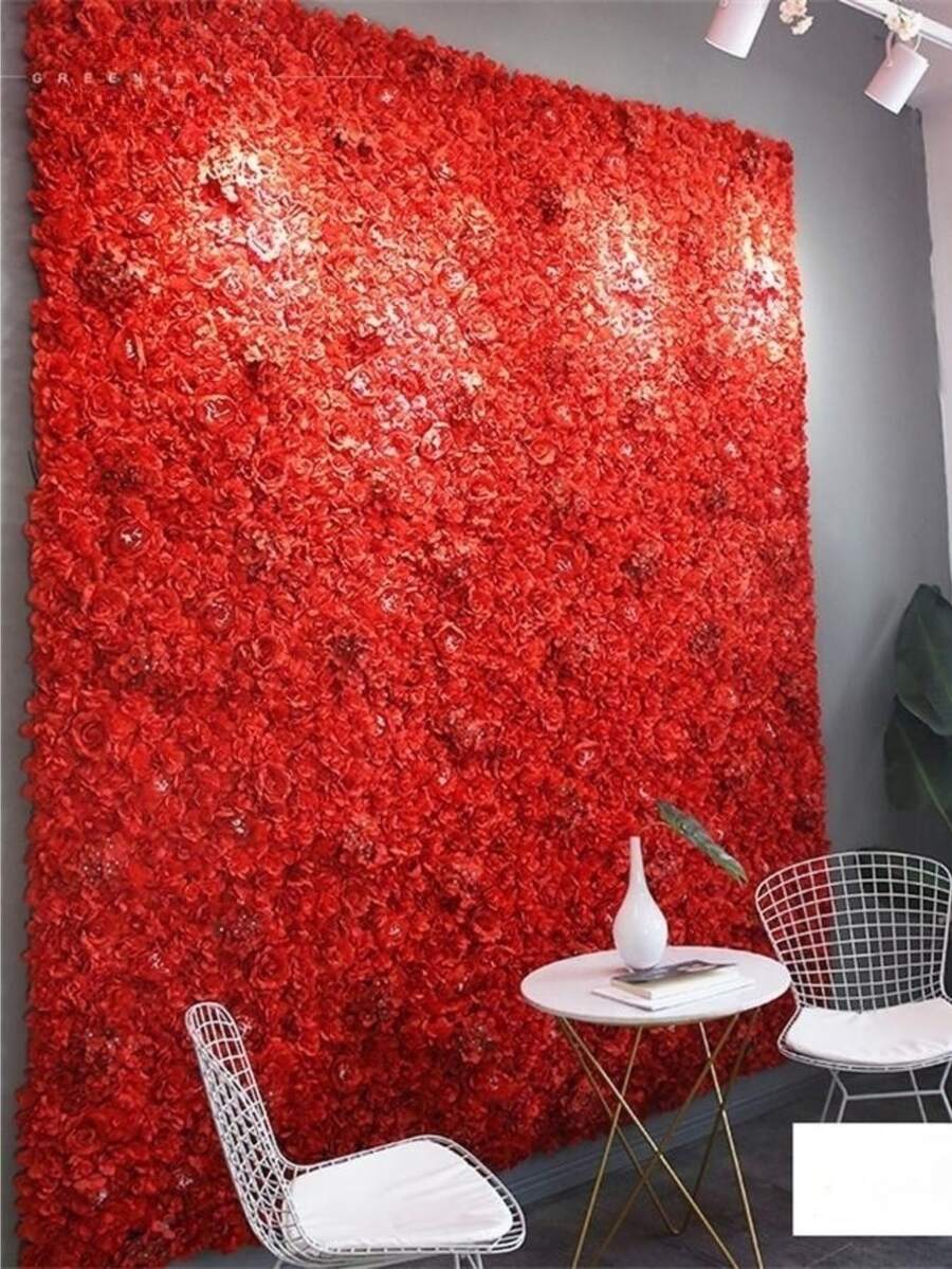 artificial rojo rosa flor muro , 6 piezas realista flor paneles para boda fiesta Fondo Decoración , novia regalo , 6 piezas/set - Rojo - Ver 1
