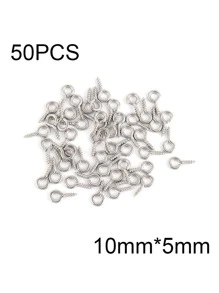 50 chiếc đinh ghim mắt mini nhỏ bằng thép không gỉ, đinh ghim mắt, móc khoen, móc cài ren vít, phụ kiện móc dùng để làm đồ trang sức DIY - Bạc - Xem 8