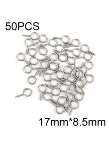 50 chiếc đinh ghim mắt mini nhỏ bằng thép không gỉ, đinh ghim mắt, móc khoen, móc cài ren vít, phụ kiện móc dùng để làm đồ trang sức DIY - Bạc - Xem 10