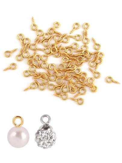 50pcs Stainless Steel Small Tiny Mini Eye Pins Eyepins Hooks Eyelets Screw Threaded Clasps Hook Findings For Making DIY Jewelry Accessories