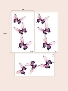 3pcs Butterfly Temporary Tattoo Stickers - Brown - View 4
