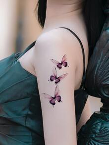 3pcs Butterfly Temporary Tattoo Stickers - Brown - View 2