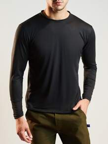 Super Soft Casual Sports Long Sleeve T-Shirt Made Of Premium Elastic Fibers MADE IN MEXICO BLATT - 黑色 - 查看 4