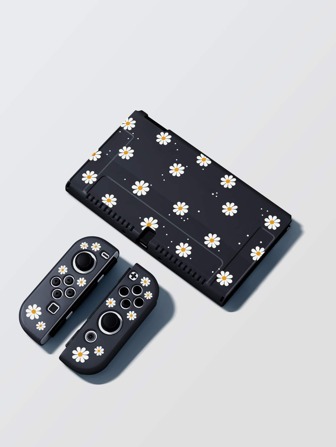 Blommönsterfodral kompatibelt med Switch, kompatibelt med Switch OLED/Switch NS/New Switch2 (2025), kan installeras i dockan utan att ta bort skyddsfodralet.