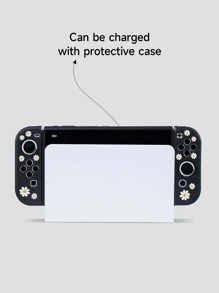 花朵图案保护壳（兼容Switch）,兼容Switch OLED/Switch Ns/New Switch2(2025),无需拆卸保护壳即可安装于底座