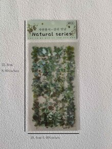 1包/6入組復古植物桉樹寵物裝飾貼紙適用於日記, - 彩色 - 查看 6