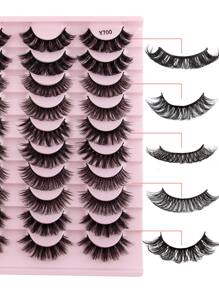 20 Cặp/gói Dày Xoăn Lông Mi Giả Lông Mi Chồn Mắt Mèo Wispy Dài 8D Khối Lông Mi Giả Dải Foxy Nâng Mắt Mở Rộng Toàn Bộ Lông Mi dải Để Kéo Dài Và Làm Dày Góc Ngoài Mắt Của Bạn Để Trang Điểm Làm Đẹp - màu đen - Xem 2