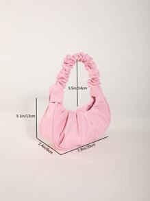 Bolso de mano pequeño de unicolor con pliegues en forma de nube para mujeres - Rosa Pálido - Ver 3