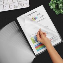 10pcs Transparent L-Shaped Plastic File Folders, Fits US Letter/A4 Size - Clear - View 5