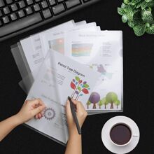 10pcs Transparent L-Shaped Plastic File Folders, Fits US Letter/A4 Size - Clear - View 6
