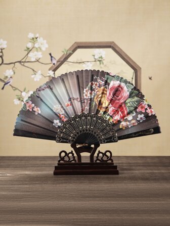 Breezier 优雅复古桃花折扇，舞蹈装饰扇