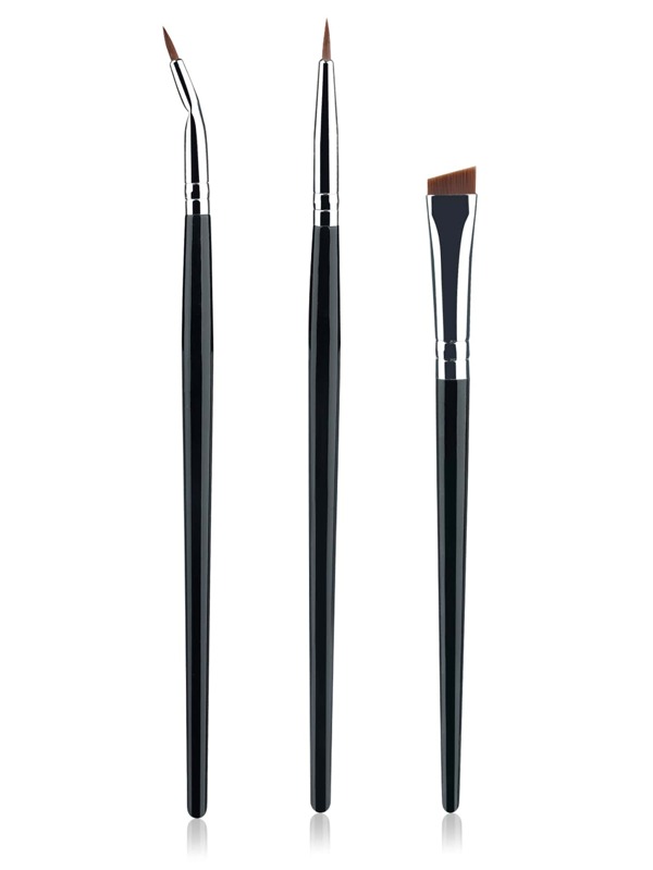 RANCAI 3 فرش أساسية لرسم الآيلاينر، فرش آيلاينر مائلة دقيقة، فرش مكياج دقيقة لرسم الآيلاينر الجل بشكل منحني للمبتدئين والصالونات