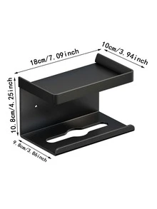 1入組免打孔掛壁式纸巾储存架 - 黑色 - 查看 2