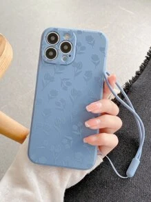 苹果花卉手机壳带挂绳防水防震防摔防刮