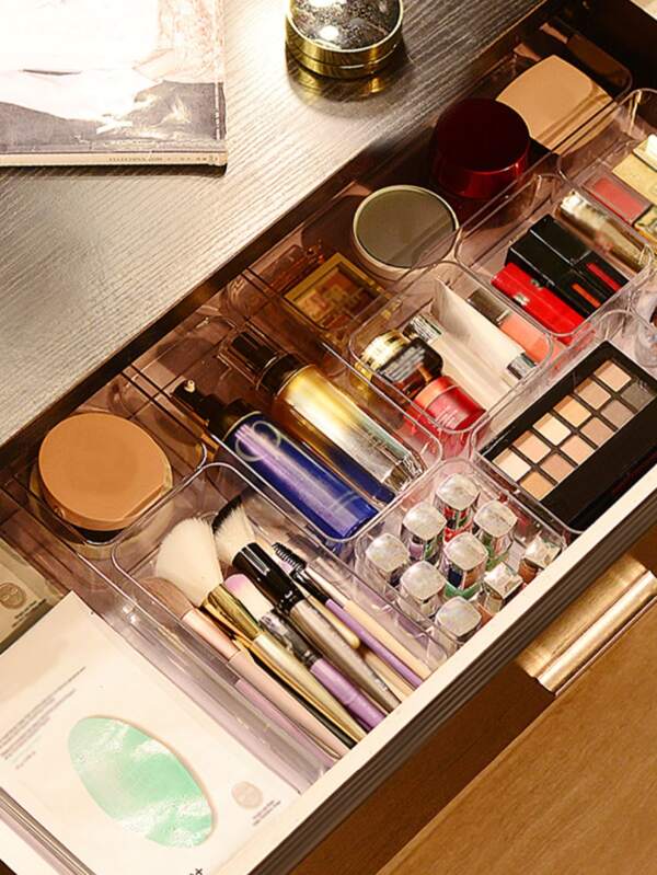 25 PCS Clear Plastic Drawer Organizers Set, Versatile Bathroom and