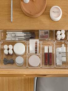 Msna Set Di 25 Organizer Per Cassetti In Plastica Trasparente, Vassoi Versatili Per Cassetti Per Bagno E Vanità, Contenitori Per Trucchi, Camera Da Letto, Utensili Da Cucina E Ufficio - Trasparente - Visualizzare 5