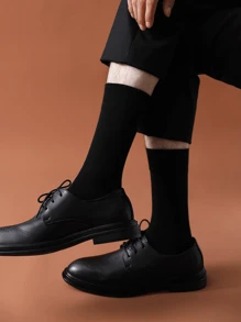 5雙男士素色商業中筒襪