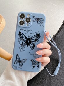 Ốp điện thoại họa tiết bướm kèm dây đeo, tương thích với iPhone 15/15Pro/15Plus/15Promax, phiên bản quốc tế, không phải phiên bản nội địa. - Nhiều màu - Xem 2