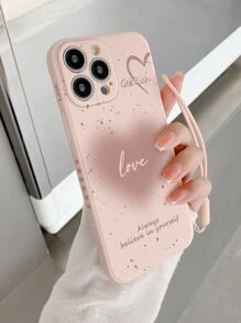 Wedding Valentines Pink Letter Graphic Phone Case With Lanyard For - Multicolor - View 2