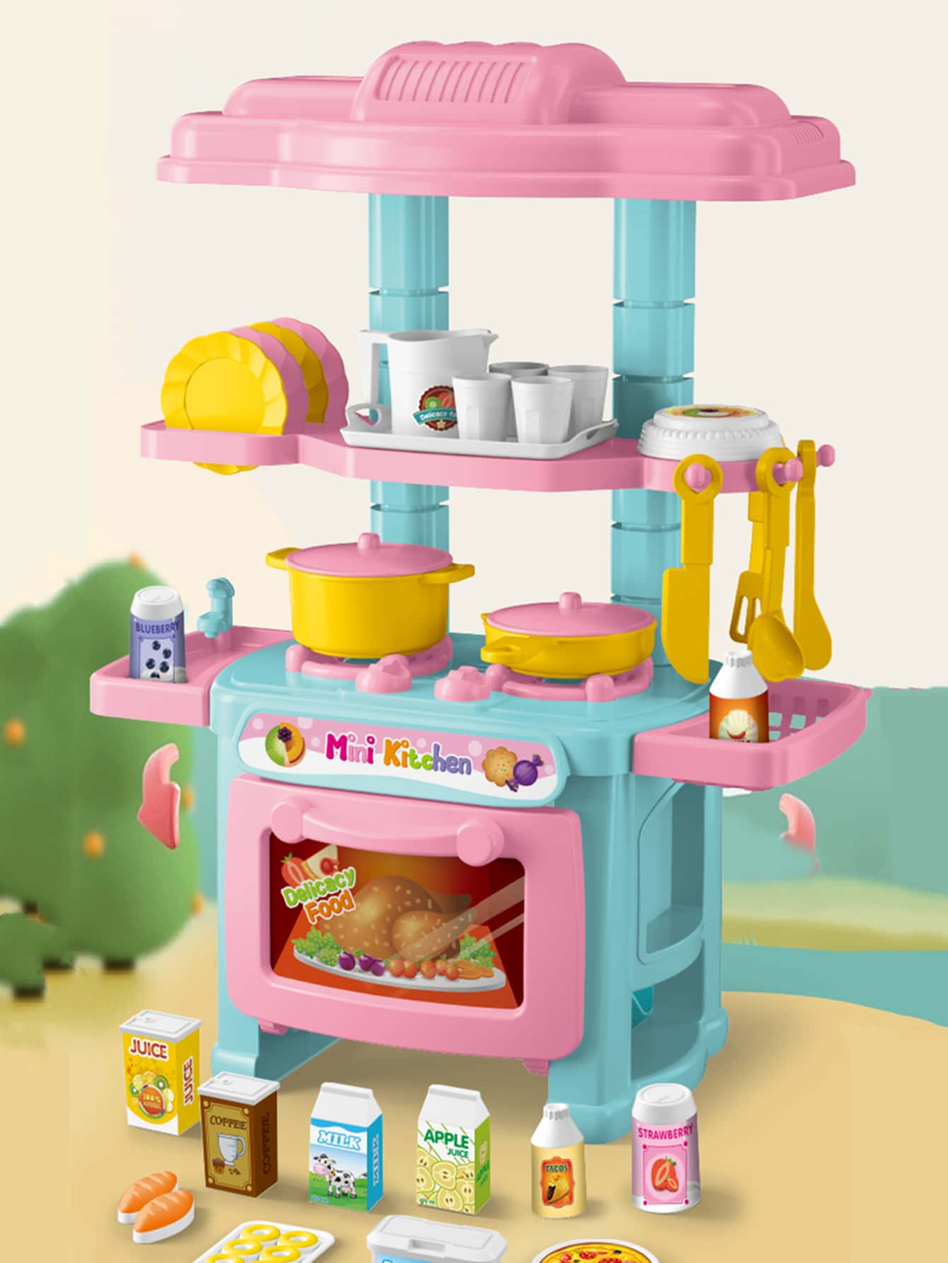 NEUSNEY Conjunto de juguetes de cocina en miniatura, set de juego interactivo de cocina entre padres e hijos, electrodomésticos de juguete para simulación de los niños, juegos de rompecabezas, accesorios parciales al azar
