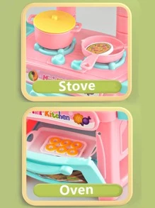 NEUSNEY Conjunto de juguetes de cocina en miniatura, set de juego interactivo de cocina entre padres e hijos, electrodomésticos de juguete para simulación de los niños, juegos de rompecabezas, accesorios parciales al azar - Azul - Ver 6