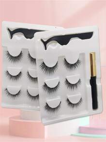3 Pairs Magnetic False Eyelashes Reusable Self-Adhesive Fake Lashes For Woman Eyelashes Extension Kit