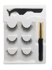 3 Pairs Magnetic False Eyelashes Reusable Self-Adhesive Fake Lashes For Woman Eyelashes Extension Kit