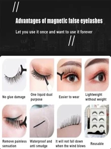 3 Pairs Magnetic False Eyelashes Reusable Self-Adhesive Fake Lashes For Woman Eyelashes Extension Kit