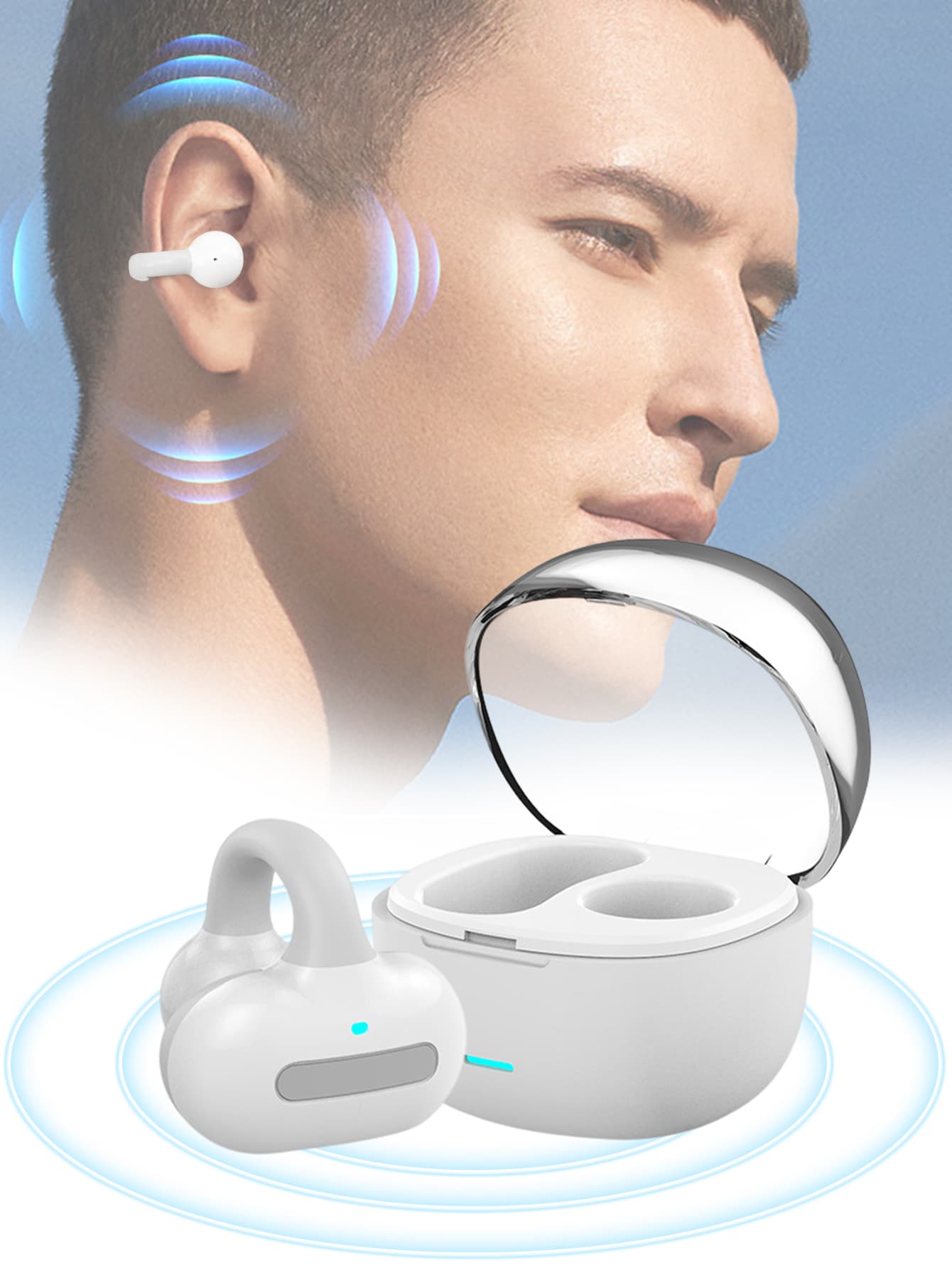Un auricular inalámbrico audífonos inalambricos conducción Ósea clip-on para deportivos bluetooth - Gris - Ver 1