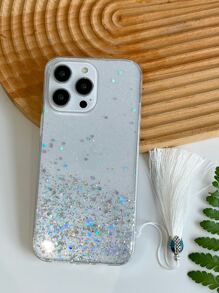 Sequin Decor Phone Case With Lanyard - White - View 4