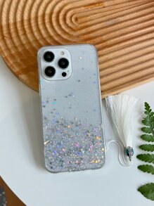 Sequin Decor Phone Case With Lanyard - White - View 8