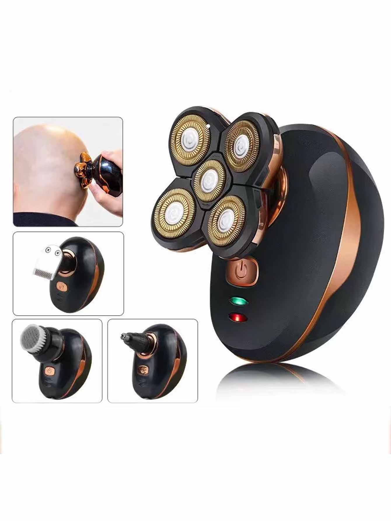 Afeitadora eléctrica para cabeza afeitado - de hombres cabeza Maquinilla de afeitar , Cuchilla de afeitar para barba , 5 cabezas Afeitadora eléctrica , multifuncional Maquinilla de afeitar para cabeza calva - Multicolor - Ver 1