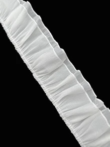 雪紡連衣裙下擺蕾絲麵料邊家紡婚紗連衣裙荷葉邊百褶緞帶,7cm寬 - 白色 - 查看 1